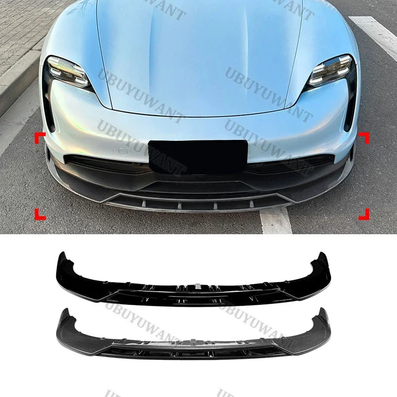 For Porsche Taycan 2019+ 3pcs/Set Front Chin Spoiler Bumper Splitters Front Lip Body Kits