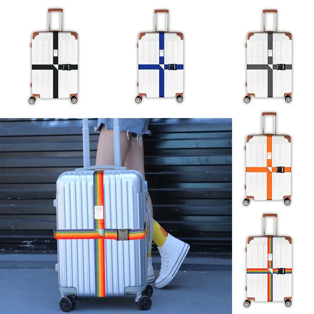 Luggage Buckle Strap Cross Belt Packing Adjustable Travel Accessories Suitcase Buckle Strap Rainbow Baggage Packing Belts