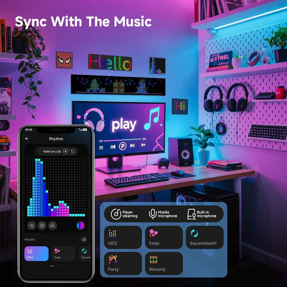 Smart Bluetooth Controller WS2812B RGB Flexibele 8X8 16x16 8x32 Pixel Led-paneel Matrix Scherm Module Adresseerbare IC APP Controle