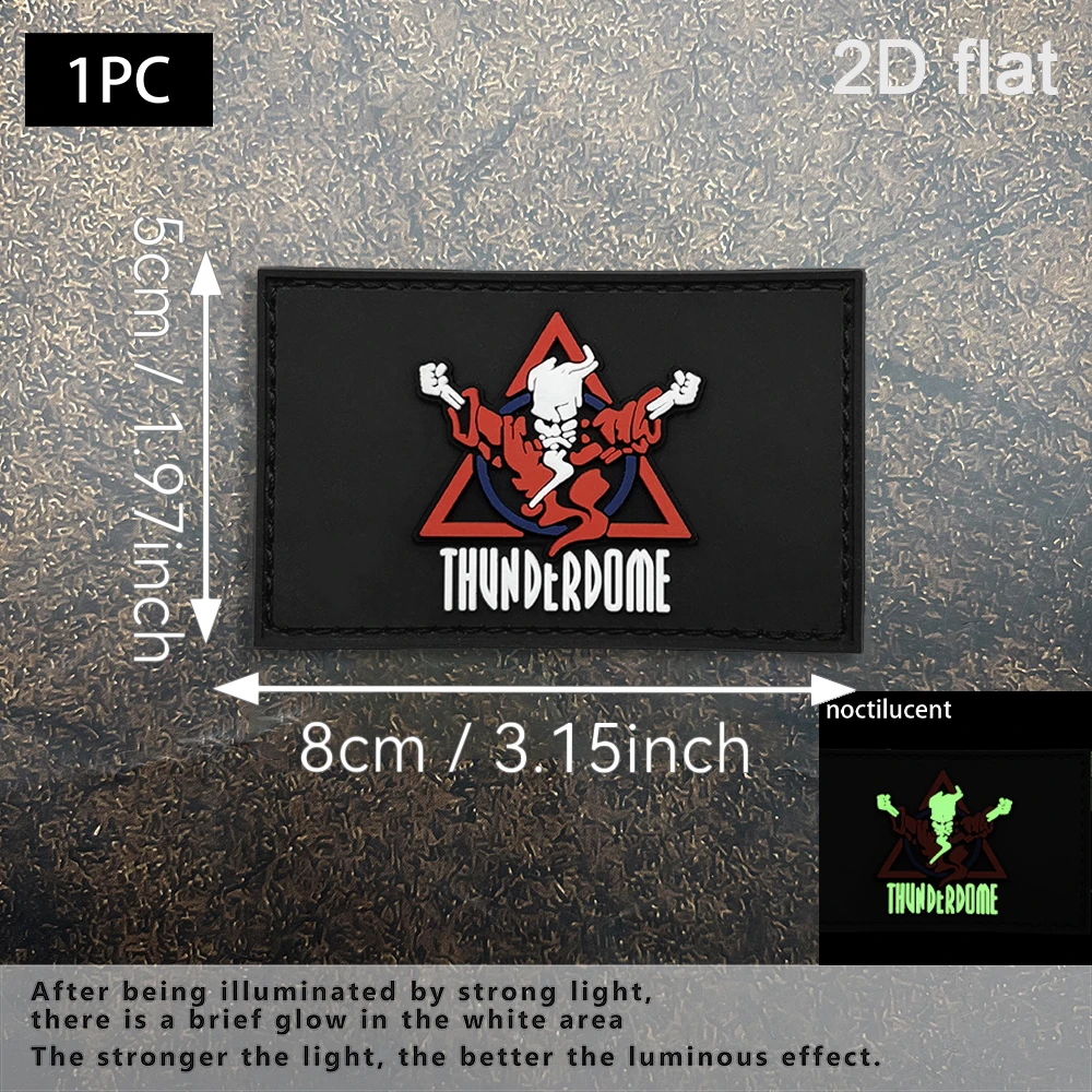 Black Background Skull Totem Graphic Luminous Emblem Badge, 2D Flat Pvc Material, Magic Tape Patch, Free Backing Material, 1 Piece, Layered 3D Embossed Edge, Not Easy to Come Off, Functional Jacket Personalized Decoration Accessory