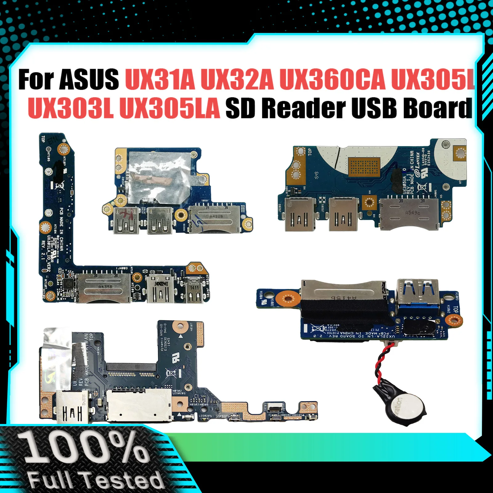 

For Asus UX31A UX32A UX360CA UX305L UX303L UX305LA UX305U UX305UA UX303UB UX301L UX301LA SD Reader USB Board 100% Tested Fast Sh