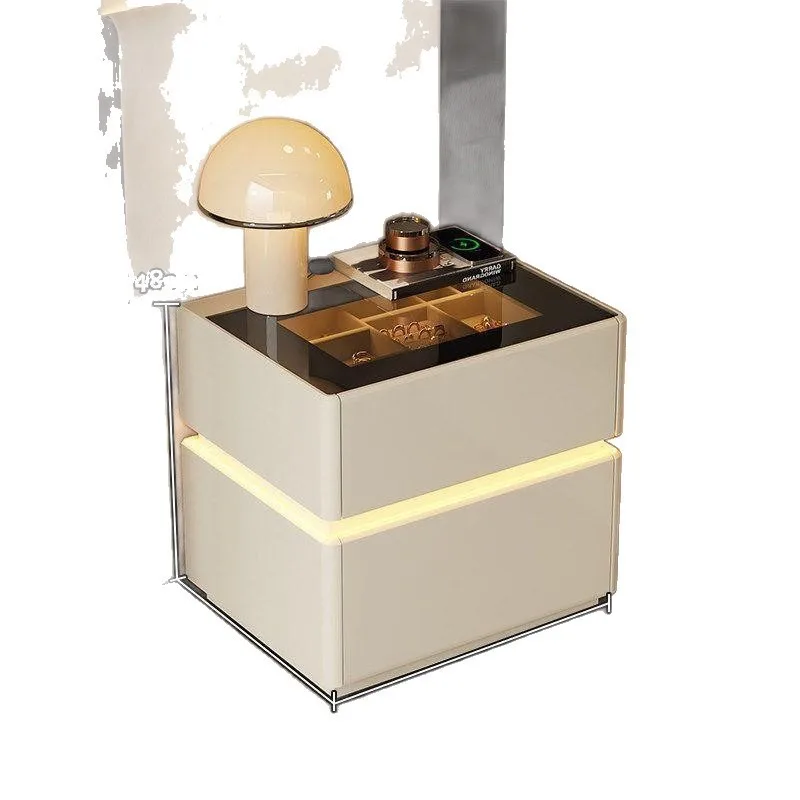 Italian minimalist bedside table with lamp jewelry locker light luxury high sense with password