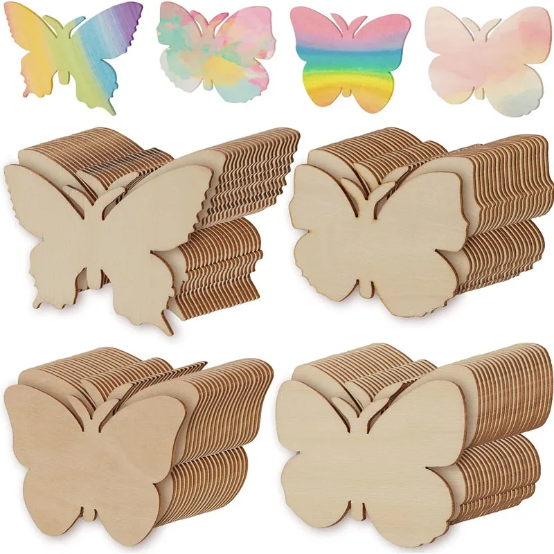 Bricolage en bois mignon papillon peint artisanat pour enfants, couleur journal rideau de porte créatif simple pendentif décoration