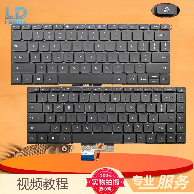 Laptop Keyboard Replacement for RedmiBook Pro 14 Models XMA/2006/2007/2008/2009/2010/2012 Durable Ergonomic Keycaps Easy Install