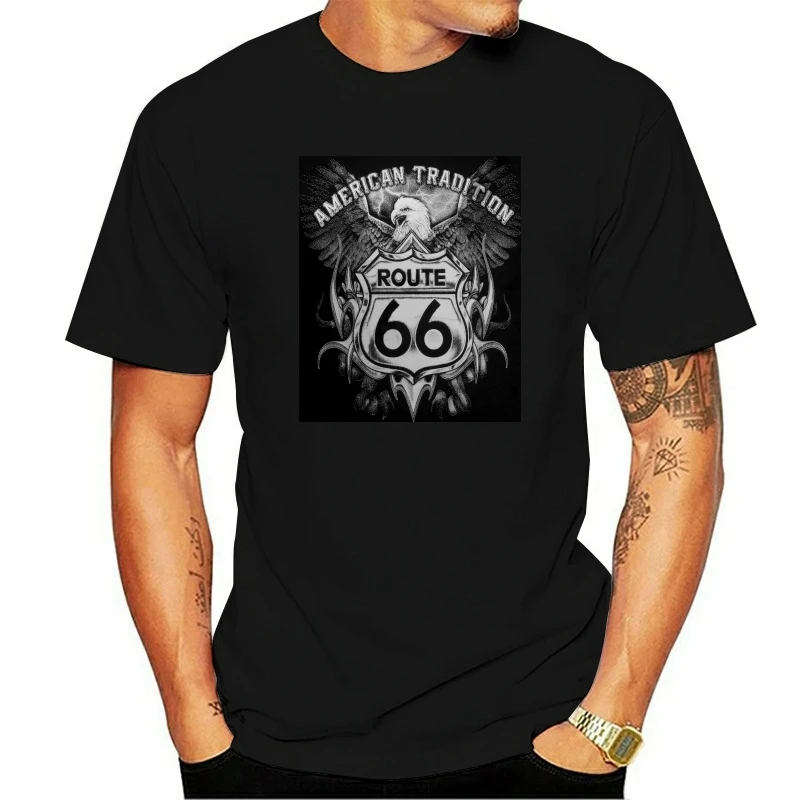 

Route 66 T-Shirt American Tradition US Retro Classic Biker Motorcycle Tee Shirt(1)