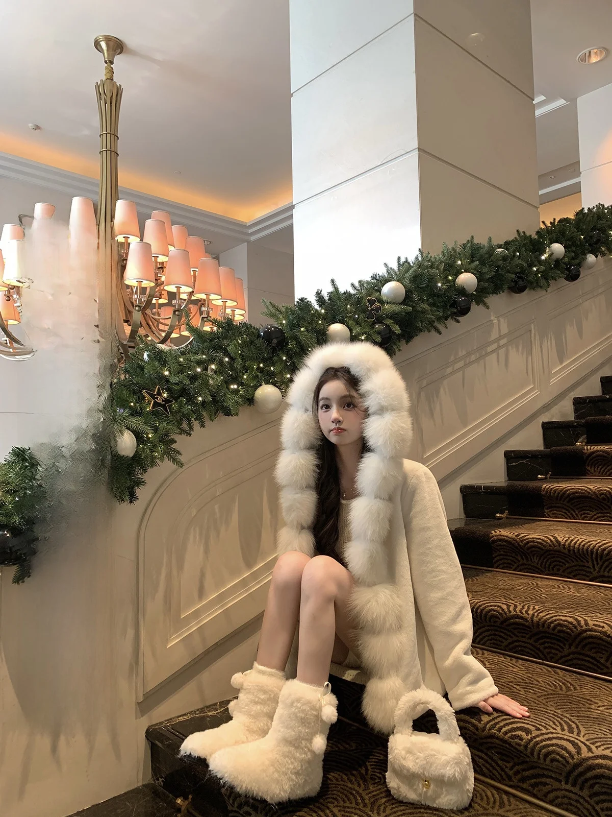 

Шкаф Lanlan, мягкая теплая двухцветная шуба, женская осенне-зимняя верхняя одежда, длинная застежка-молния све, средней длины