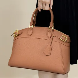 Genuine leather women's bag 2024 new large-capacity high-quality top layer cowhide bag shoulder bag commuter handbag