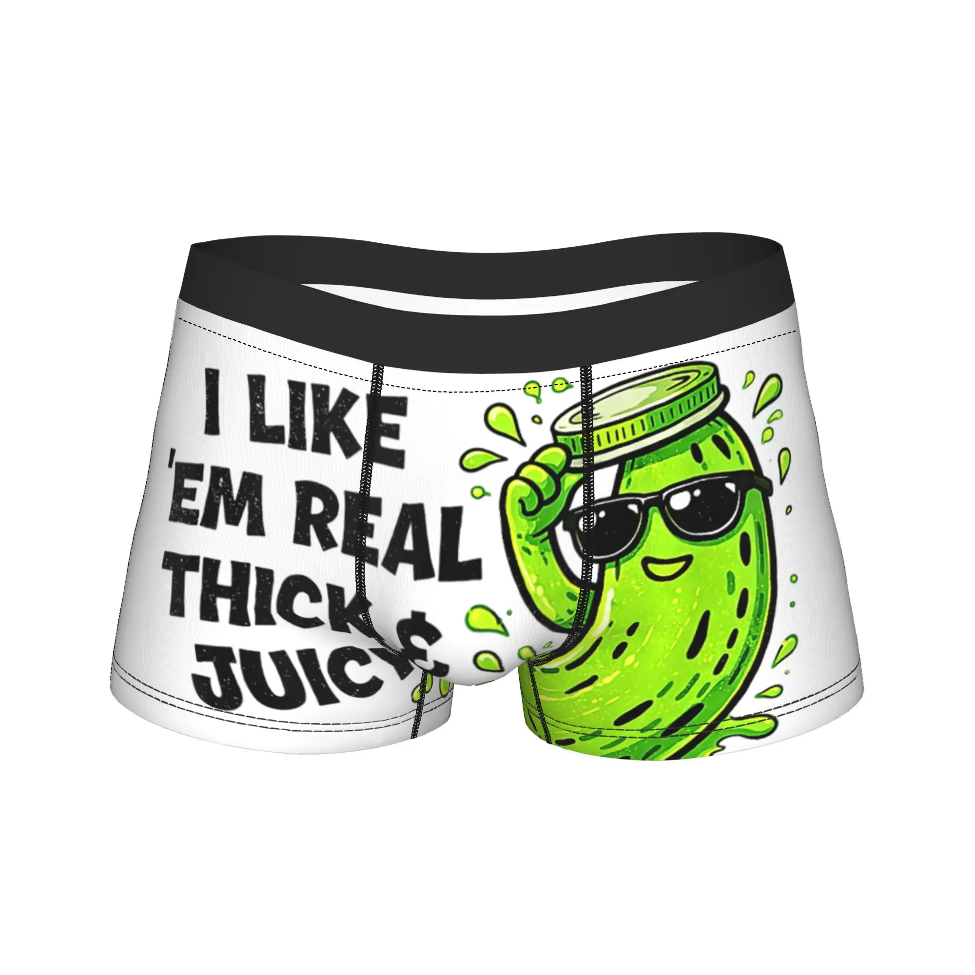 

I Like Em Real Thick & Juicy Cartoon Pickle Underwear Male Panties Custom DIY Comfortable Boxer Shorts Trenky Shorts Briefs