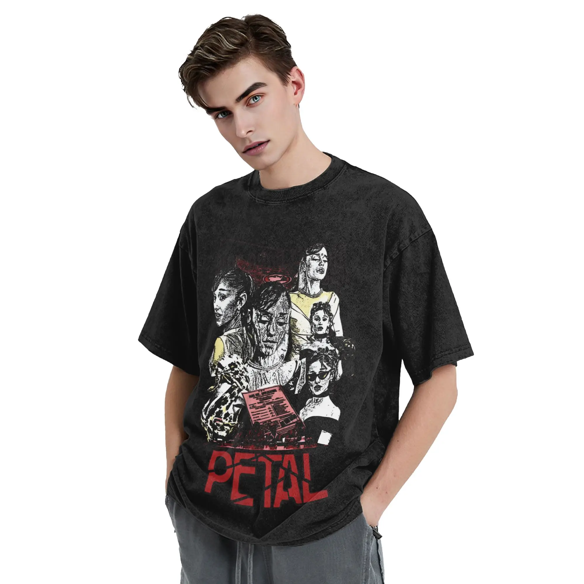Ariana Grandes Petal Washed T Shirt Streetwear  Novelty T-Shirts  Tees Tops for Men Women Short Sleeve High Street Graphic