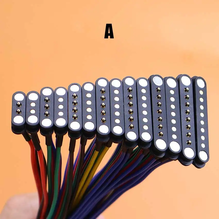 2/3/4/5/6/7/8Pin Male Female Pogo Pin Spring Loaded Magnetic Connector With Wire 20cm Pitch 2.5mm DIY Magnetic Extension Cable