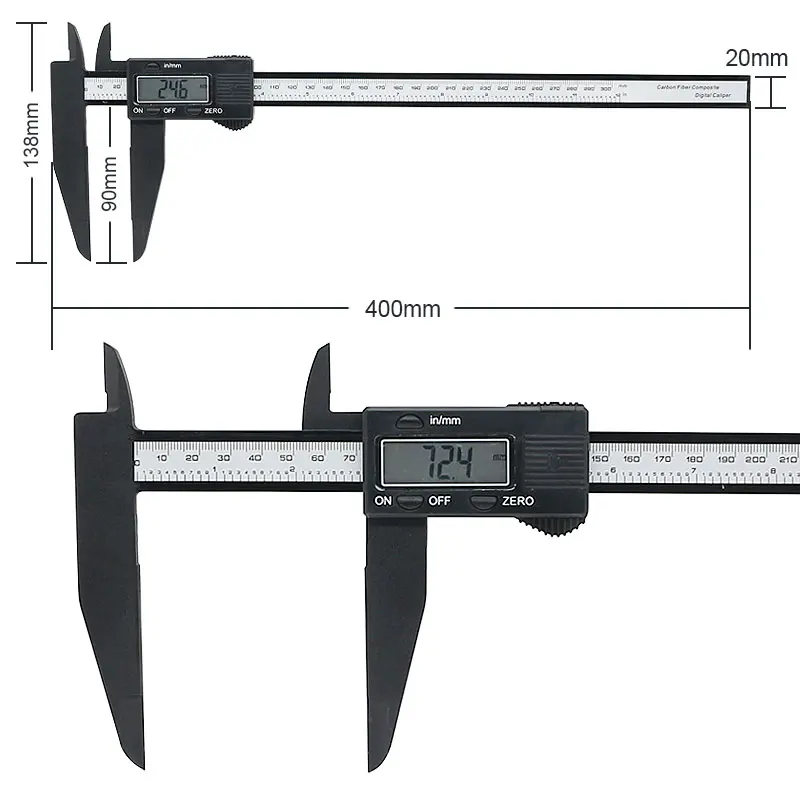 0-200mm/300mm Digital Vernier Caliper Plastic Large Measure Range Electronic Caliper Inner Outer Diameter Length Measuring Tool