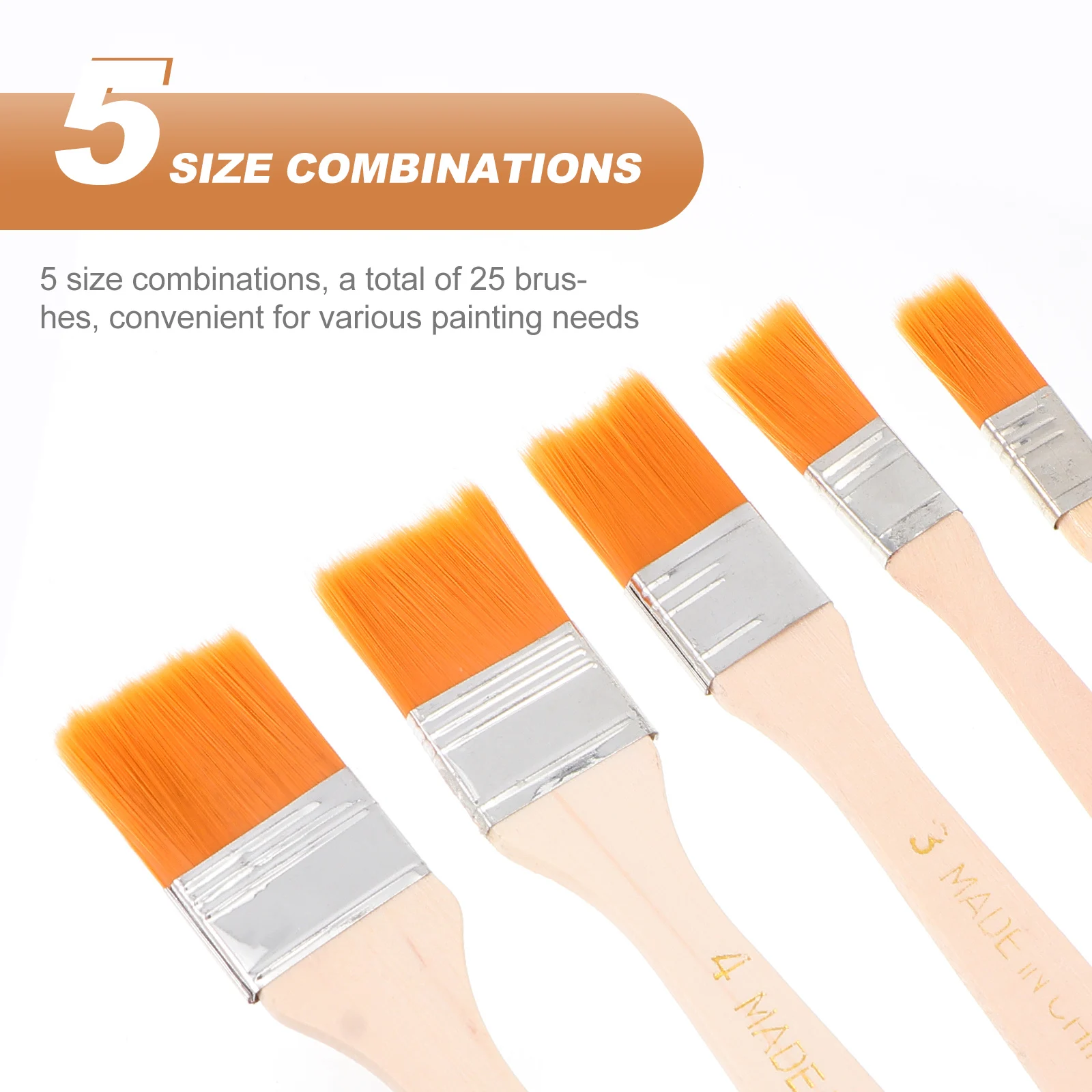 

25pcs Art Brushes for DIY Painting Graffiti Oil Supplies Multifunctional Utility Home Smooth Wooden H Flexible Bristles Even