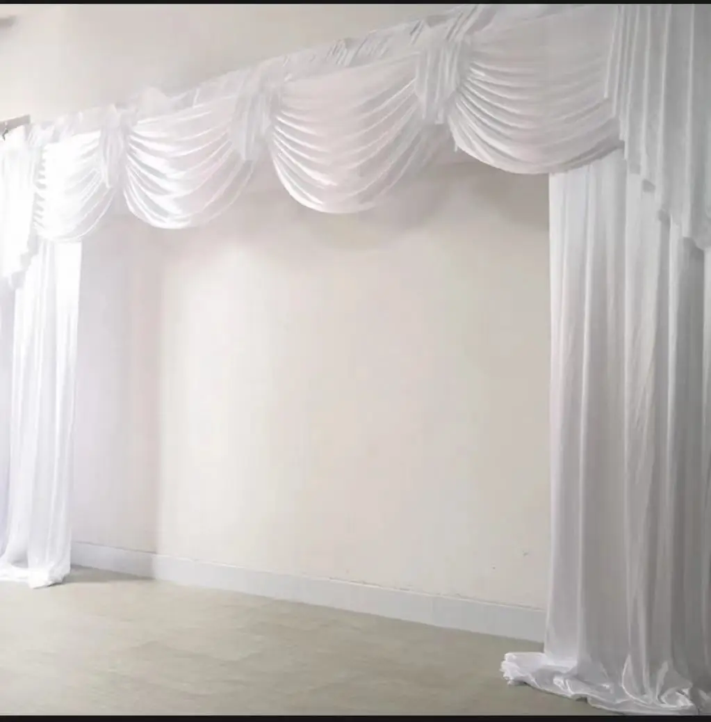 3x3M Cheap White Ice Silk Panel Backdrop Curtain Swag For Stage Background Photo Booth Home Party Curtain Decorations