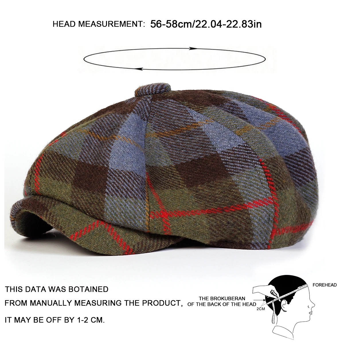 Unisex Retro Plaid Newsboy Caps Männer Britische Maler Hüte Frühling und Herbst Berets Hip Hop Berets – Detail 6