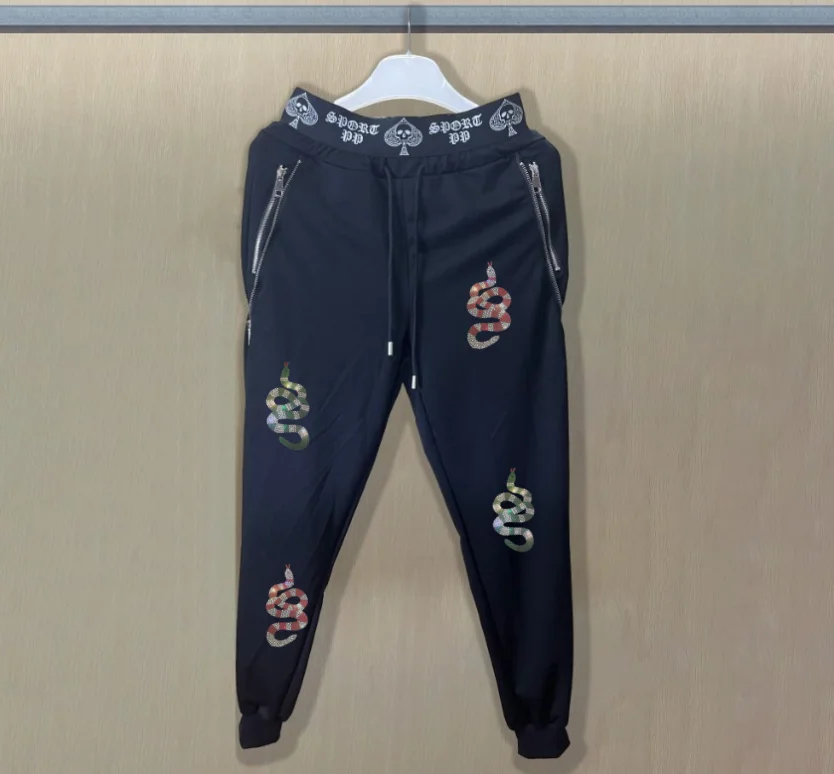 

Мужские повседневные джоггеры премиум-класса, дизайнерские спортивные штаны, изготовленные из сверкающих страз, для легкого повседневного стиля