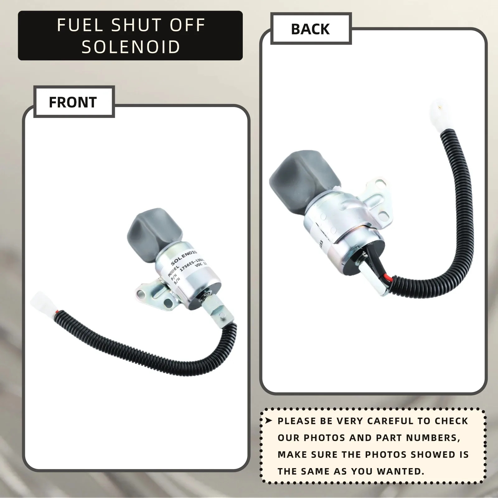 1756ES-12SUC5B1S5 Fuel Shut Off Solenoid SA-5176-12 SA-4899-12 16851-57723 for Kubota Engine D722 D902 Z48 12V