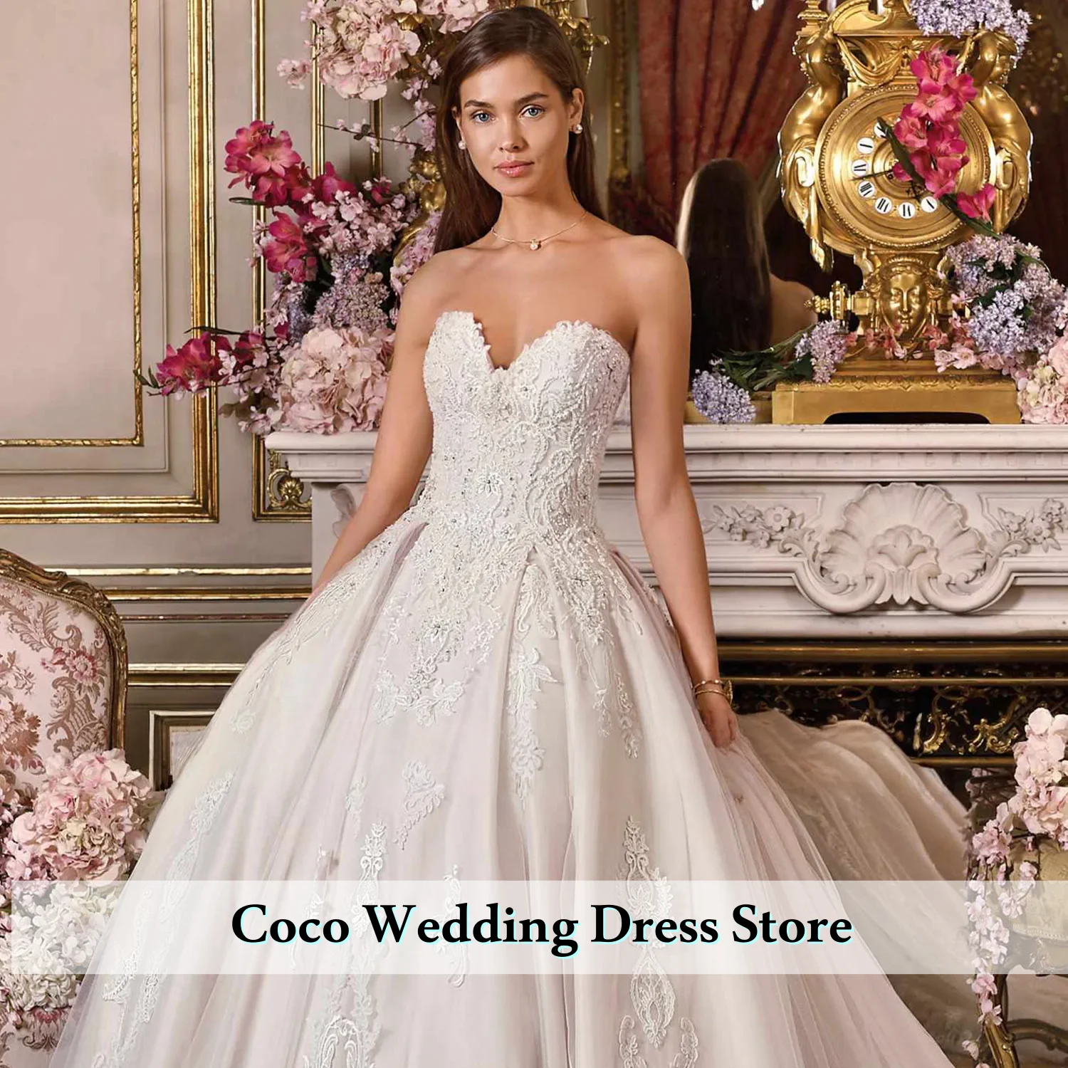 ชุดแต่งงานสุดหรูแบบสั่งตัดพิเศษ สไตล์โรแมนติก แบบเกาะอก สำหรับเจ้าสาว ชุดเจ้าสาวสำหรับผู้หญิง เสื้อผ้าผู้หญิง