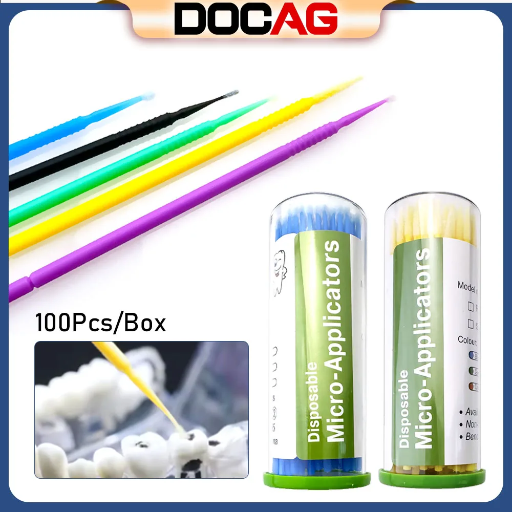 

DOCAG 100 шт. стоматологические одноразовые микрокисти аппликаторы гибкие аппликаторы с длинным хвостовиком кисть микрощетка для ухода за полостью рта
