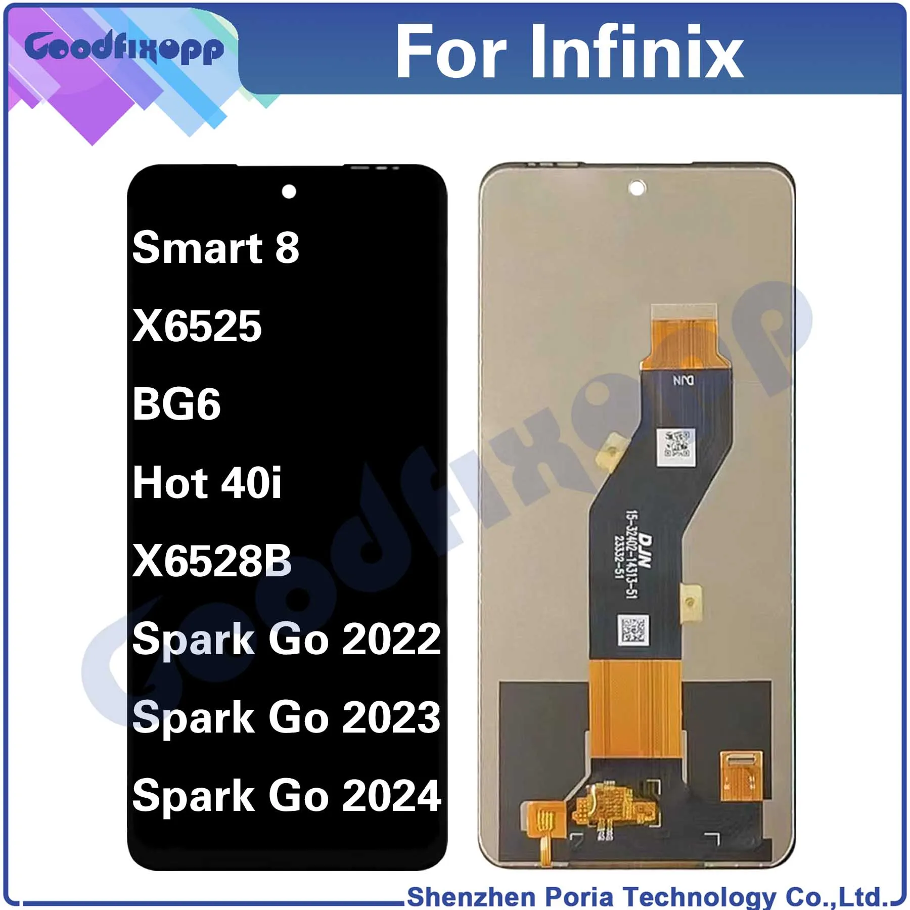 For Infinix Smart 8 X6525 Hot 40i X6528B X6528 / Tecno Spark Go 2022 2023 2024 BG6 LCD Display Touch Screen Digitizer Assembly