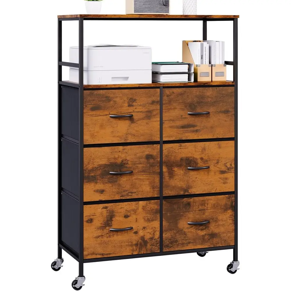 

Мобильный шкаф для документов высотой 51 дюйм, передвижная подставка для принтера с 6 ящиками, регулируемые подвесные направляющие для документов формата A4/Letter/Legal, ткань Veal i