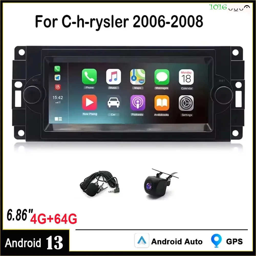 6.5inch Car Stereo Radio Compatible for C-h-rysler 2006-2008 Android 13