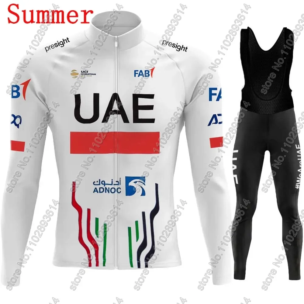 Winter UAE Cycling Jersey 2024 Long Sleeve Team Set Clothing Road Pants Bib Bike Suit MTB Maillot Ropa Culotte