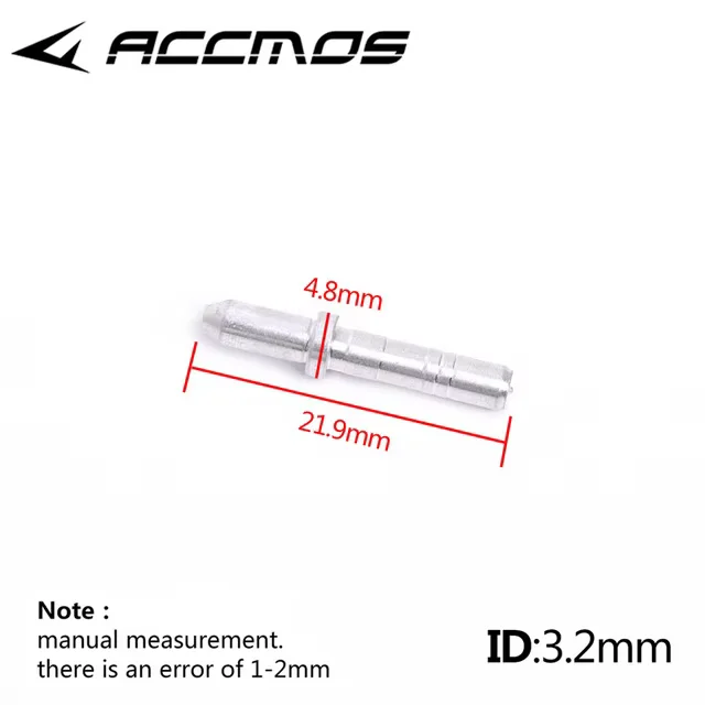 ACCMOS 36 stücke ID 3,2/4,2/5,2/6,2/8,0mm Aluminium Pin Nocken DIY Bogenschießen pfeil welle Zubehör 4