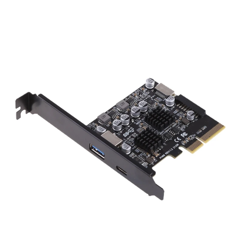 2 cổng PCI-E USB Riser Card PCIe Bộ Chuyển Đổi PCI-E sang USB 3.2 Gen 2 Card Mở Rộng Khe Cắm PCI-Express 4X dành cho