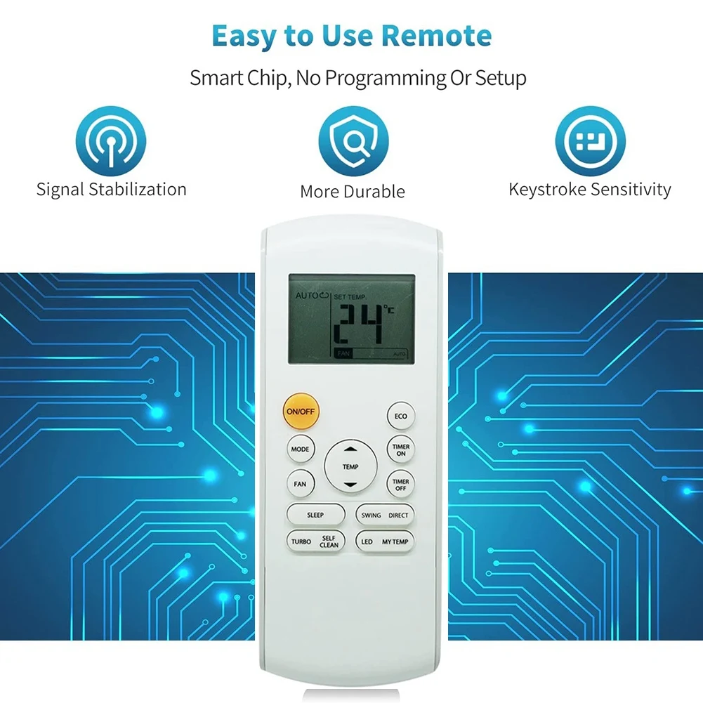 Replace Remote Control for Midea Air Conditioner RG57A7/BGEF RG57A6/BGEFU1 CR166-RG57A6EU-6 RG57B2/BGE RG57/BGE