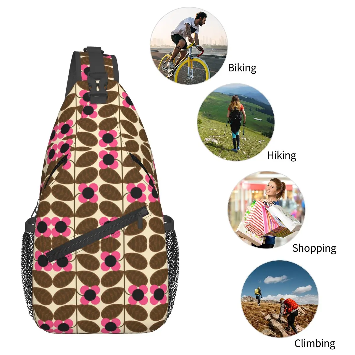 Botanica Bloom Stem Print Fucsia Flower Orla Kiely bolso de pecho para hombre, bandolera, bolso de pecho, mochila de viaje, bolso de hombro