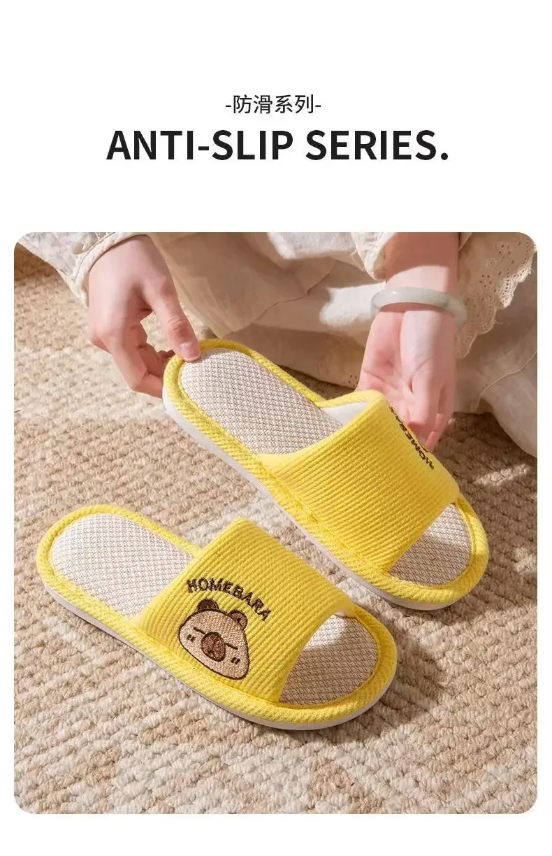 2026 Neue Frühlings-Leinen-Hausschuhe für Erwachsene mit Cartoon-Motiv, bequeme, weiche, atmungsaktive und schweißfreie Paar-Leinen-Hausschuhe, Slip-On-Schuhe – Detail 4