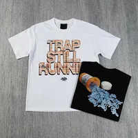 Syna World American Hip Hop Letter Print Short Sleeve T Shirt Men's Loose Casual Couple Wear Crew Neck Other Material T Shirt