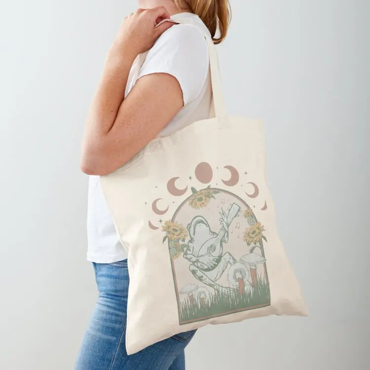 Frog Under Moon Phases Tote Bag Shopping bags Handbags Big bag women Women bags