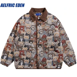 Aelfric Eden Retro Cartoon Teddy Bear Padded Jackets Vintage Jacket Winter Thick Coat Y2K Hip Hop Harajuku Loose Coat Streetwear