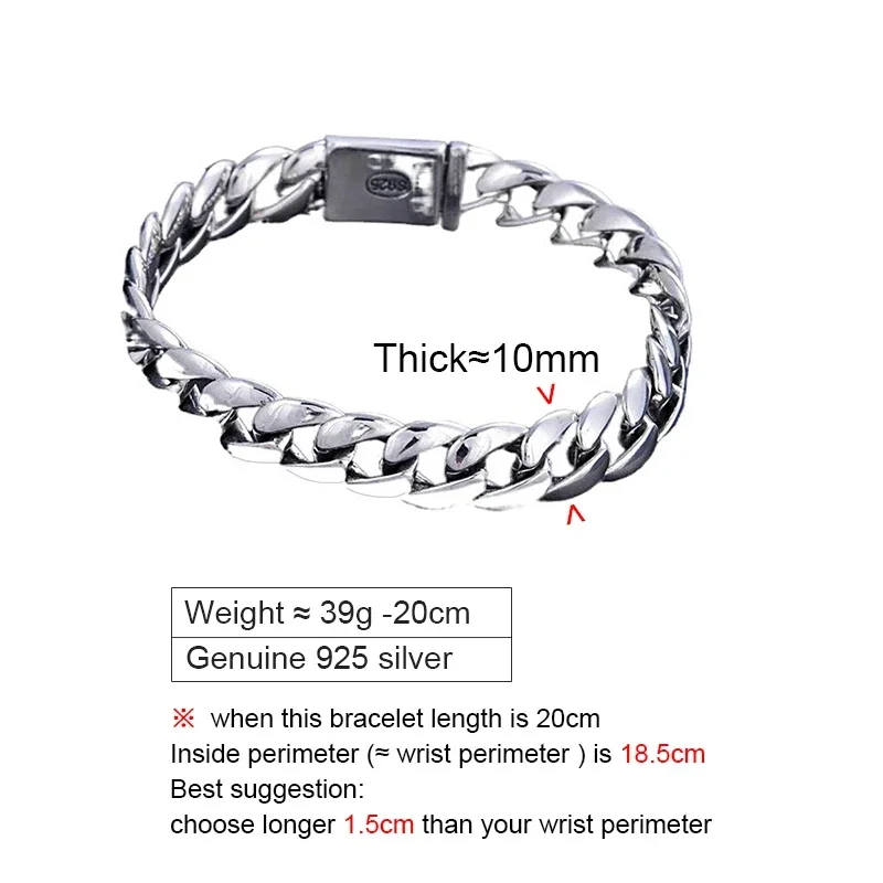 ZABRA S925 Sterling Silver Bracelet with Punk Hip Hop Fashion Lettering for Boyfriend and Girlfriend