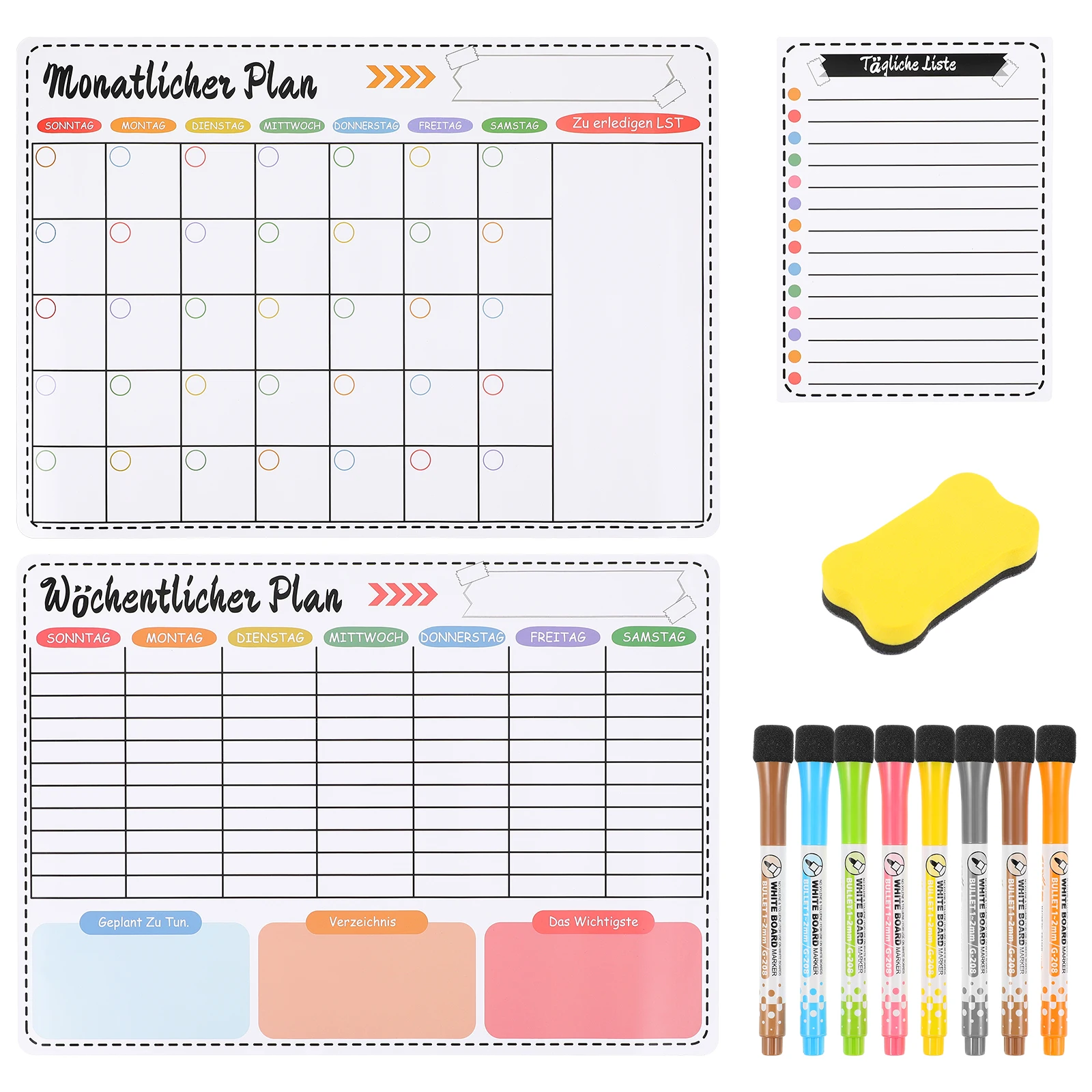 Magnetic Whiteboard Stickers Calendar Refrigerator Dry Erase Family Meal Planner for Fridge Menu