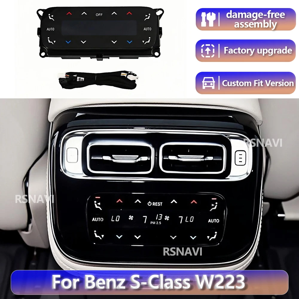 

Precise Fit For Benz S Class W223 S450 S480 S500 2021+ Rear Air Conditioning Panel AC Screen Upgrade Car Rear AC button