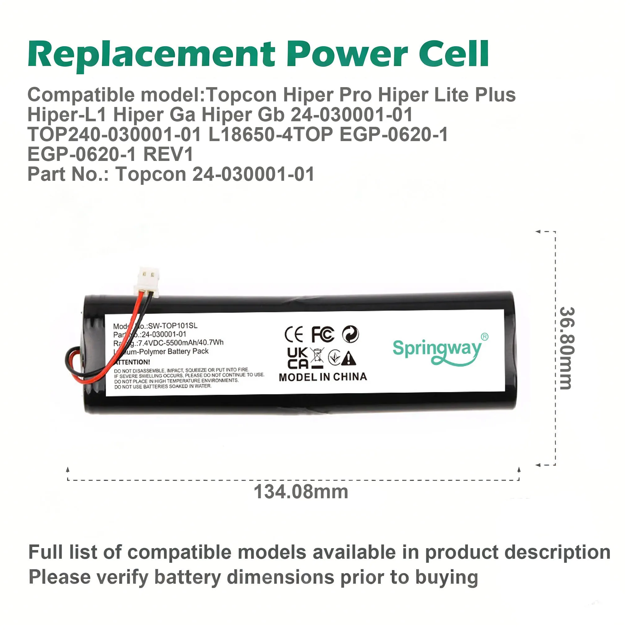 Topcon Survey Receiver Spare Battery 5500mAh 7.4V Replace TOP240-030001-01 24-030001-01 Li-ion Power Pack