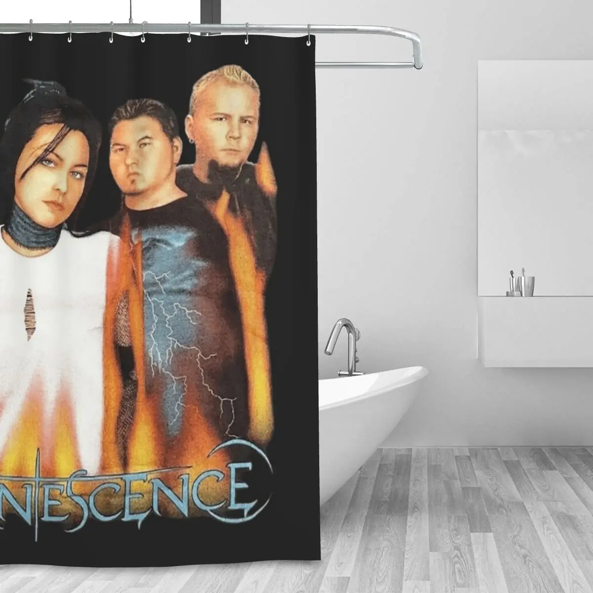 Evanescence 2000s Graphic Shower Curtain Bathroom Polyester Waterproof Bath Curtains with Hooks