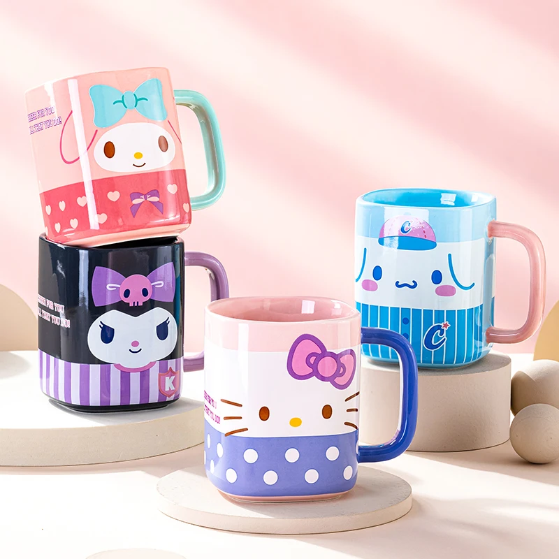 For Sanrio Cinnamoroll Ceramic Mug Cartoon Cute Square Cup Home Water Milk Mug Office Coffee Chilled Juice Cup Girl Holiday Gift