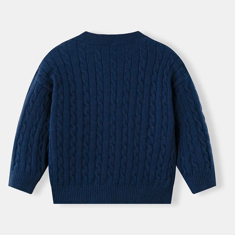 2026 new European and American spring and autumn boys and girls baby cotton thread twisted twist sweater jacket children's knit
