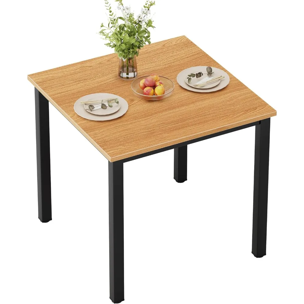 

Small Square Dining Table- 31-1/2'' Sturdy and Heavy Duty Writing Desk for Small Spaces and Writing Table Desk, Teak Color Desk