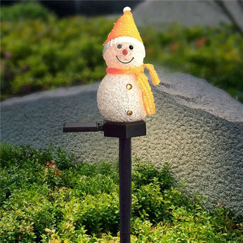 A01F-3X Snowman Solar Lights Christmas Solar Powered LED Snowman Light Decor Outdoor Garden Stake Lamps Xmas Yellow