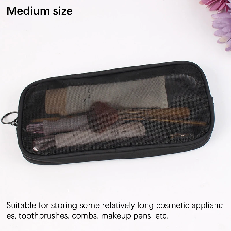 Mesh Transparent Cosmetic Bags Small Large Pink Black Makeup Bag Portable Travel Toiletry Organizer Lipstick Storage Pouch