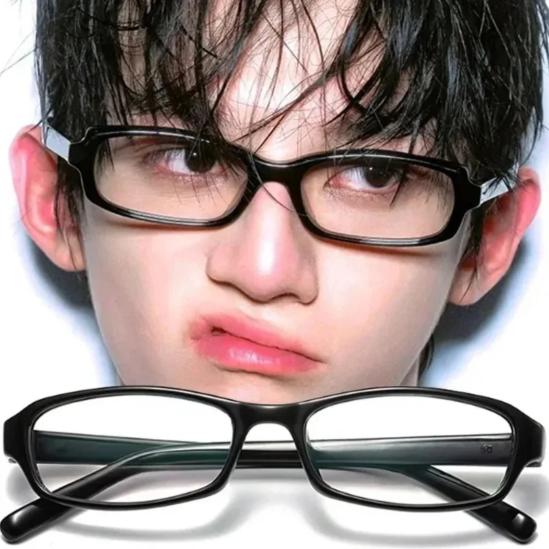 عيد الميلاد تأثيري نظارات الكورية البيضاوي الإطار Y2K الرجعية أنيمي خلات نظارات لطيف الطالب الذي يذاكر كثيرا نمط خفيفة الوزن عارية الوجه نظارات نظارات