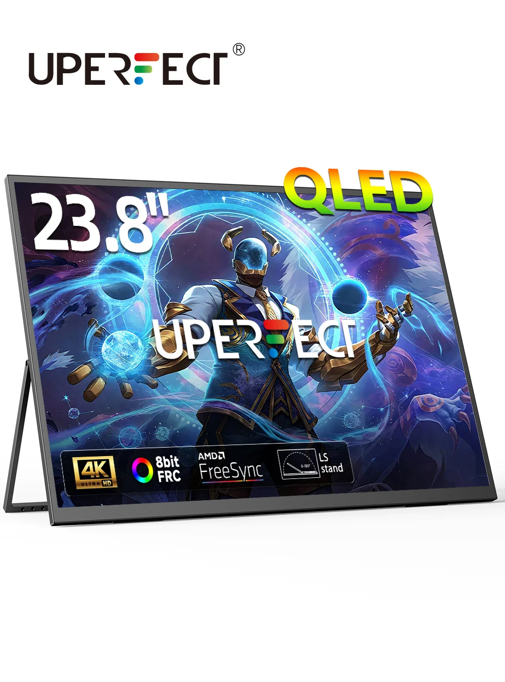 

UPERFECT UHD 4K 23,8-дюймовый большой QLED-экран USB-C HDMI для работы и дома, второй монитор с/180 ° Регулируемая подставка для ноутбука, настольного ПК Mac PS5