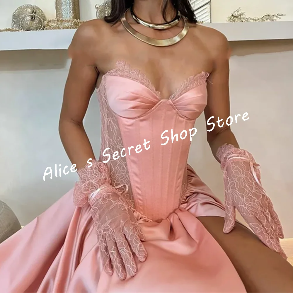 Robes de soirée élégantes en Satin, ligne a fendue sur le côté, robes de bal d'anniversaire personnalisées
