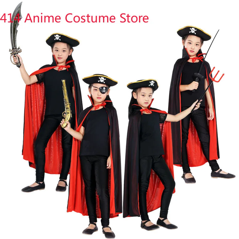 Halloween Costumes for Boys Men Collar Death Vampire Cloak Cape Gown Red Black 2 Side Wear Party Robe for Adult Children