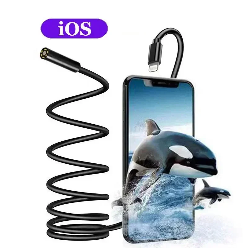 

HD Endoscope Camera for iPhone 8MM Lens 8LED Illuminated Fish Finder up to 15 Meters Cable Length ip68 underwater fishing camera