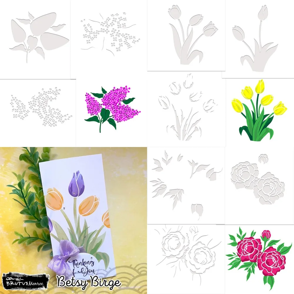 Stencil For DIY Scrapbooking Crafts Maker Photo Album Template Handmade Decoration Tulip and Clouds Festive Atmosphere  2025 New